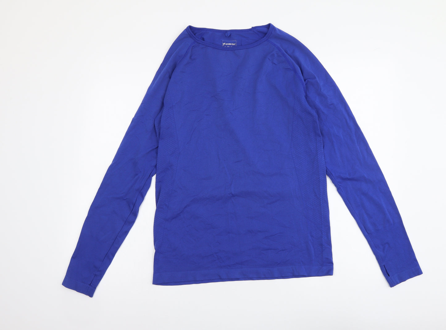 Workout Womens Blue Polyester Basic T-Shirt Size 18 Round Neck Pullover