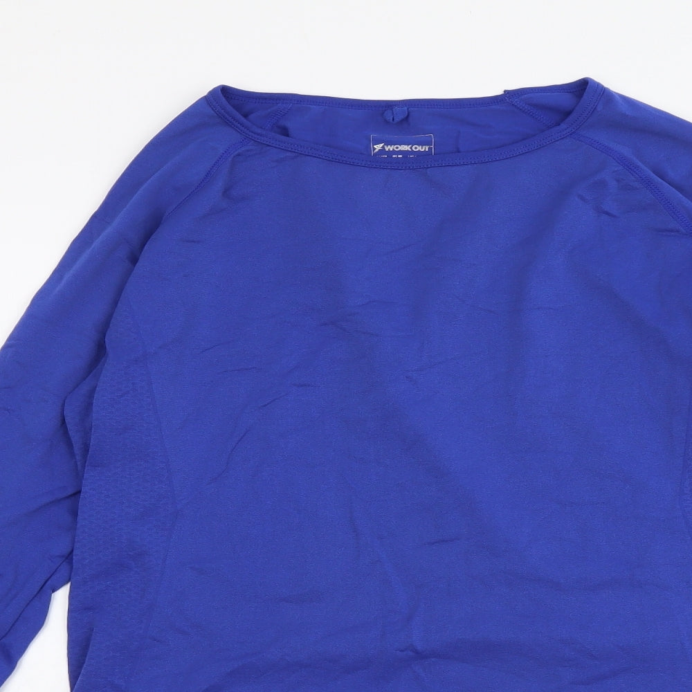 Workout Womens Blue Polyester Basic T-Shirt Size 18 Round Neck Pullover