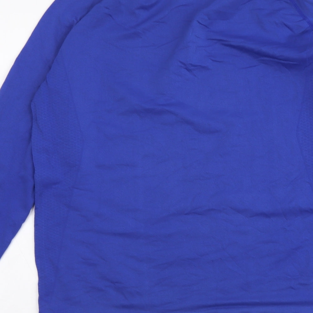 Workout Womens Blue Polyester Basic T-Shirt Size 18 Round Neck Pullover