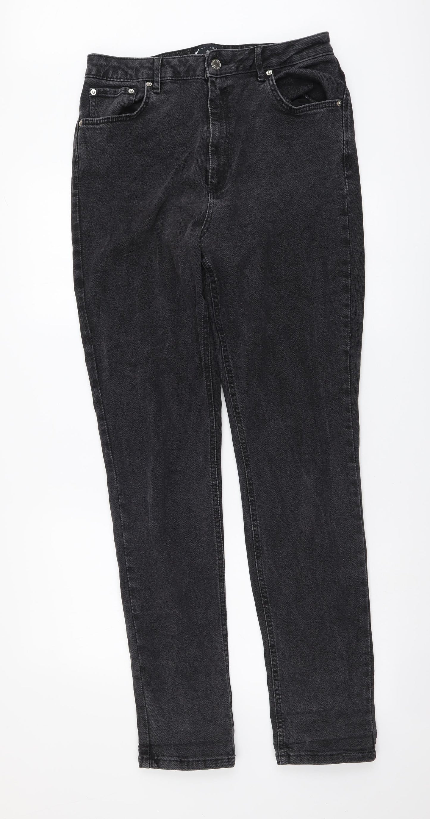 ASOS Mens Grey Cotton Straight Jeans Size 30 L32 in Slim Button