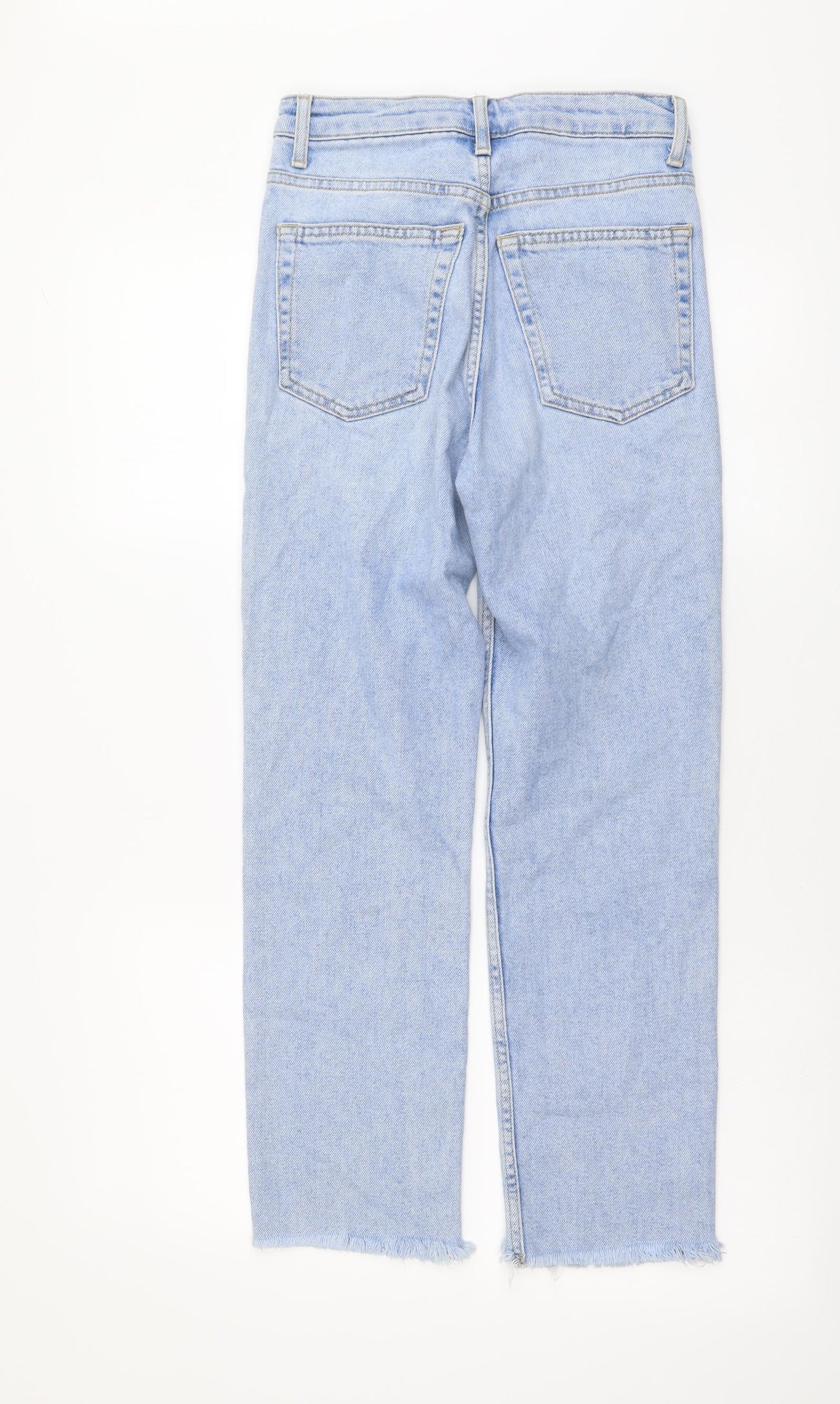 Topshop Womens Blue Cotton Straight Jeans Size 25 in L30 in Regular Button