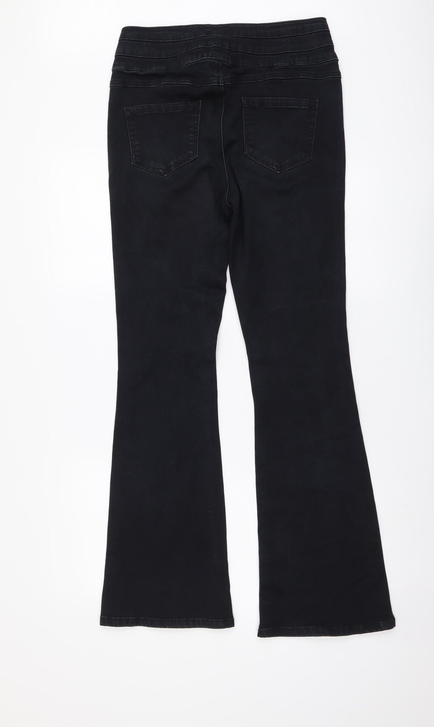 TU Womens Black Cotton Bootcut Jeans Size 12 L30 in Regular Button