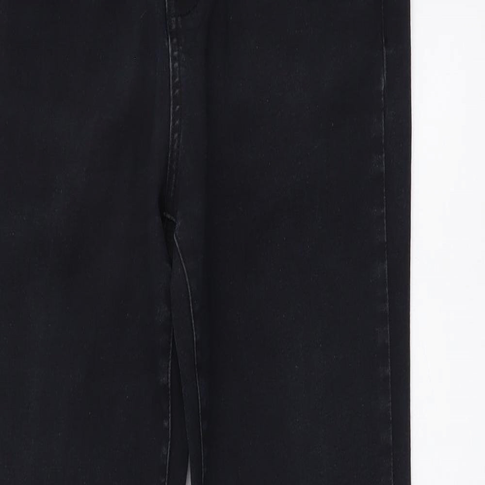 TU Womens Black Cotton Bootcut Jeans Size 12 L30 in Regular Button