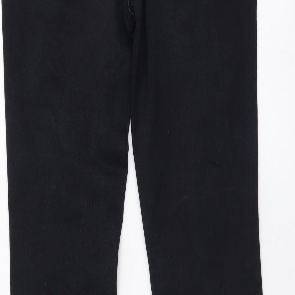 TU Womens Black Cotton Bootcut Jeans Size 12 L30 in Regular Button