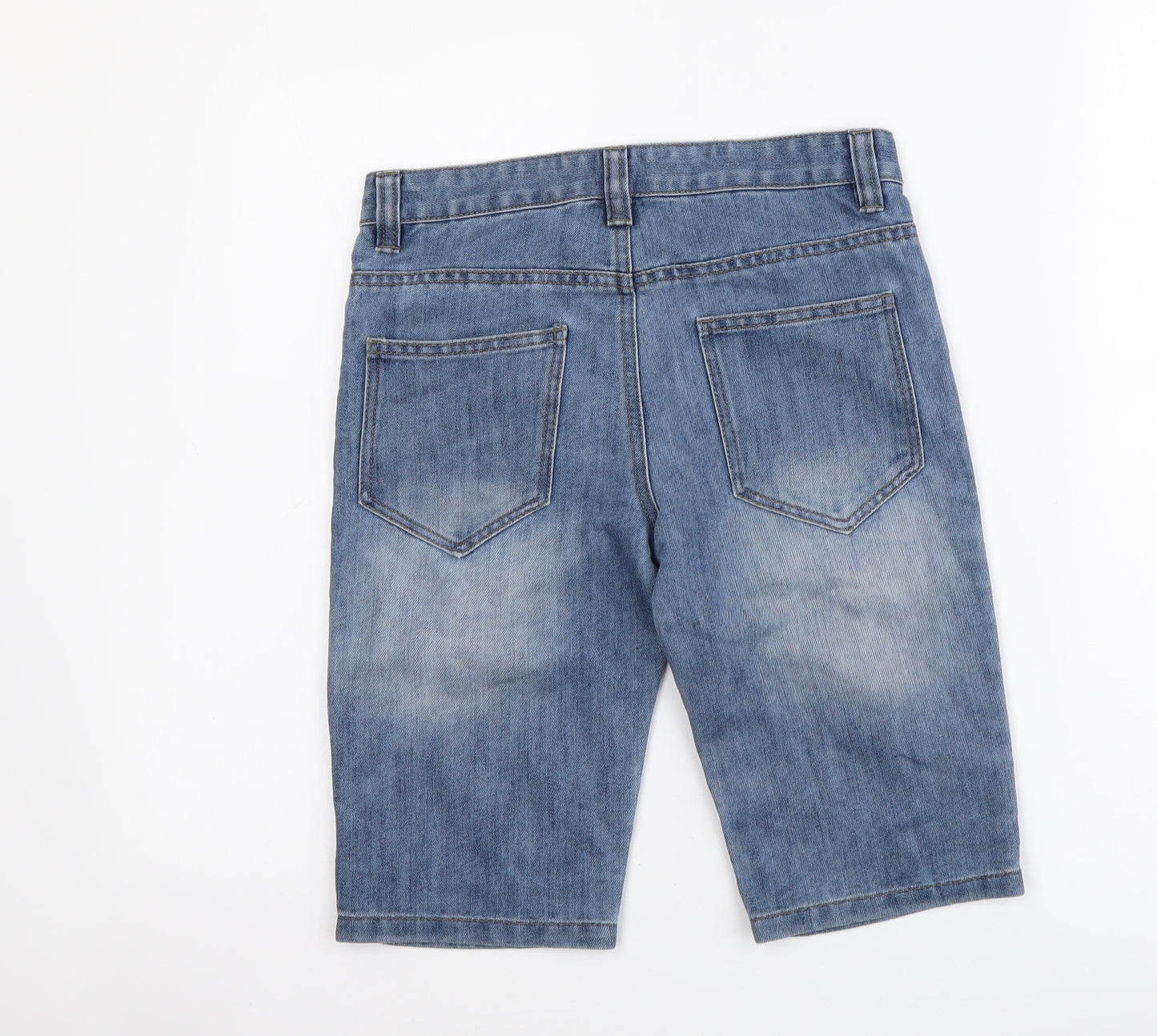 Denim & Co. Boys Blue Cotton Bermuda Shorts Size 10-11 Years Slim Zip