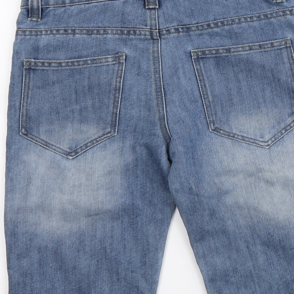 Denim & Co. Boys Blue Cotton Bermuda Shorts Size 10-11 Years Slim Zip