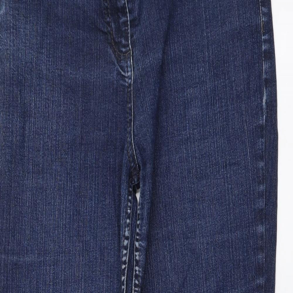 Marks and Spencer Womens Blue Cotton Bootcut Jeans Size 12 L29 in Regular Button