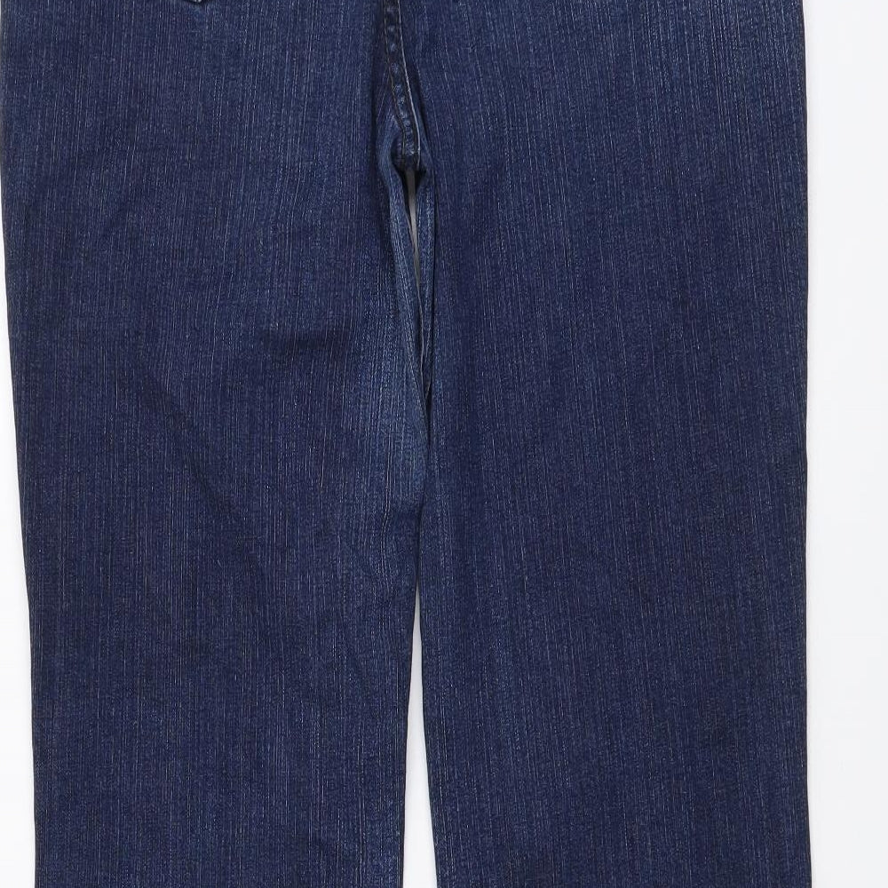 Marks and Spencer Womens Blue Cotton Bootcut Jeans Size 12 L29 in Regular Button