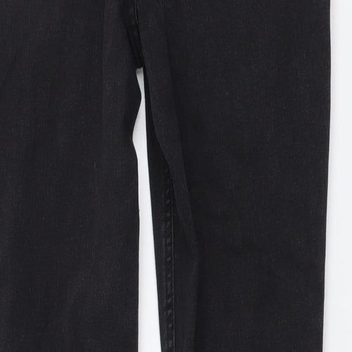 Denim & Co. Womens Grey Cotton Skinny Jeans Size 14 L29 in Regular Button - Lace Up Detail