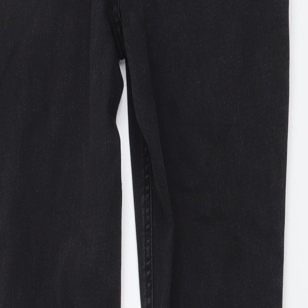 Denim & Co. Womens Grey Cotton Skinny Jeans Size 14 L29 in Regular Button - Lace Up Detail