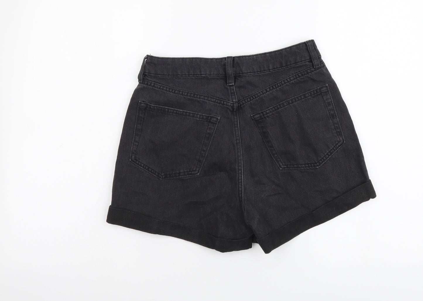 H&M Womens Grey Cotton Mom Shorts Size XS L3 in Regular Button