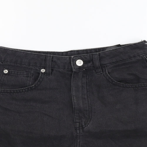 H&M Womens Grey Cotton Mom Shorts Size XS L3 in Regular Button