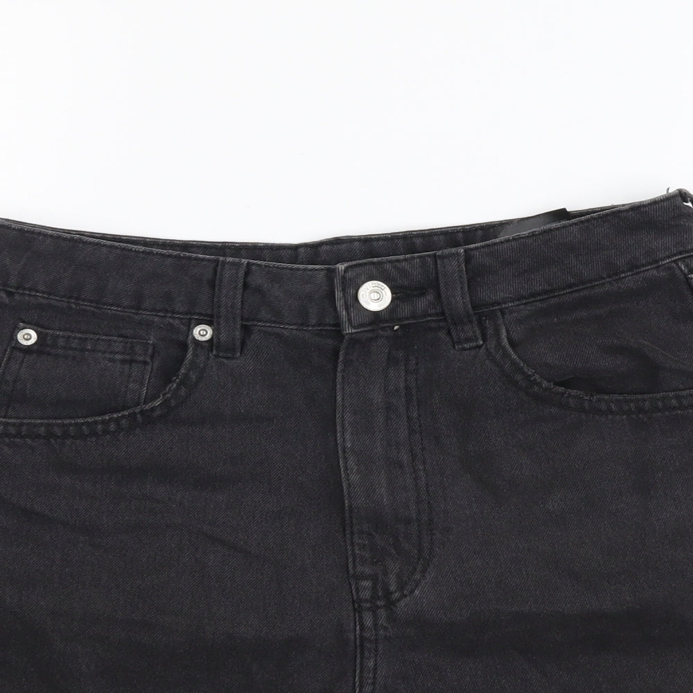 H&M Womens Grey Cotton Mom Shorts Size XS L3 in Regular Button