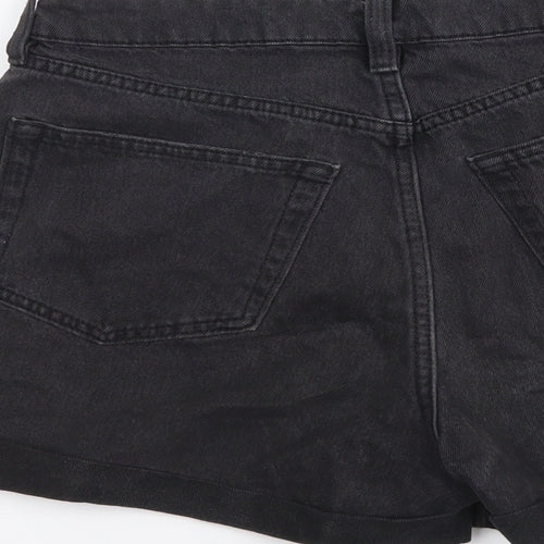 H&M Womens Grey Cotton Mom Shorts Size XS L3 in Regular Button