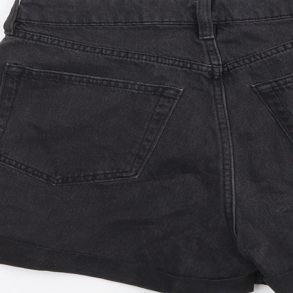 H&M Womens Grey Cotton Mom Shorts Size XS L3 in Regular Button