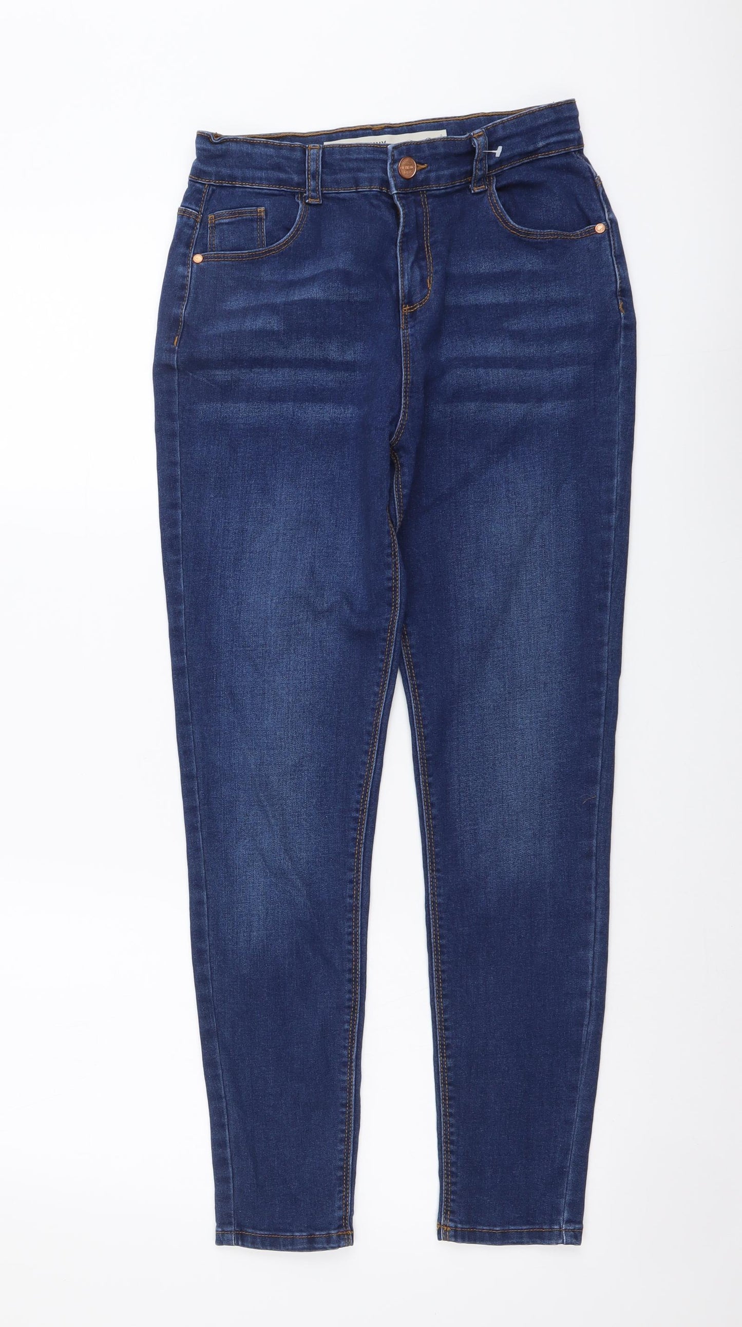 Denim & Co. Girls Blue Cotton Skinny Jeans Size 12-13 Years Regular Button