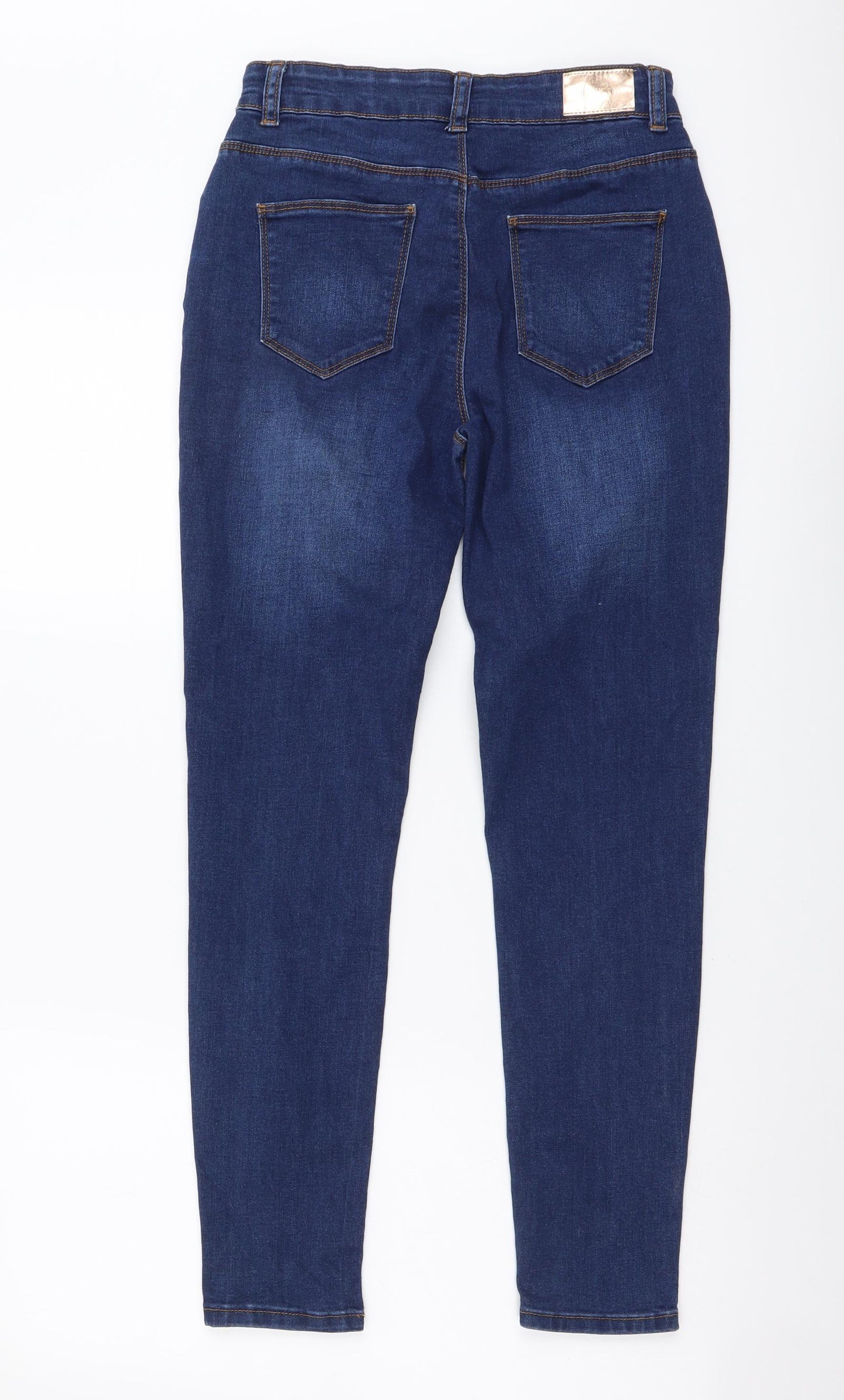 Denim & Co. Girls Blue Cotton Skinny Jeans Size 12-13 Years Regular Button