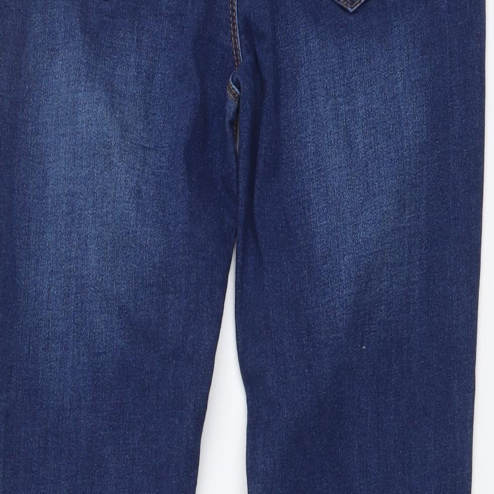 Denim & Co. Girls Blue Cotton Skinny Jeans Size 12-13 Years Regular Button