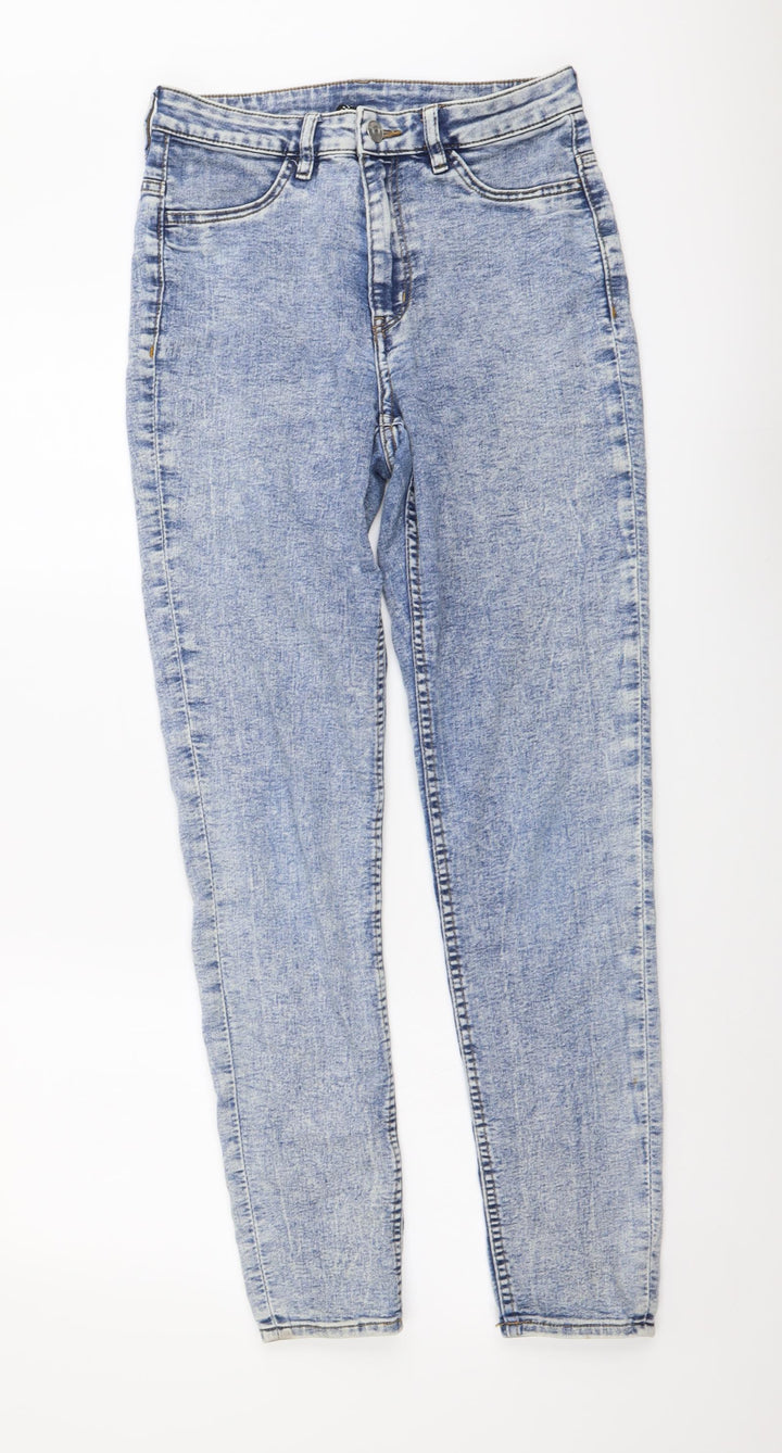 H&M Womens Blue Cotton Skinny Jeans Size M L29 in Regular Button