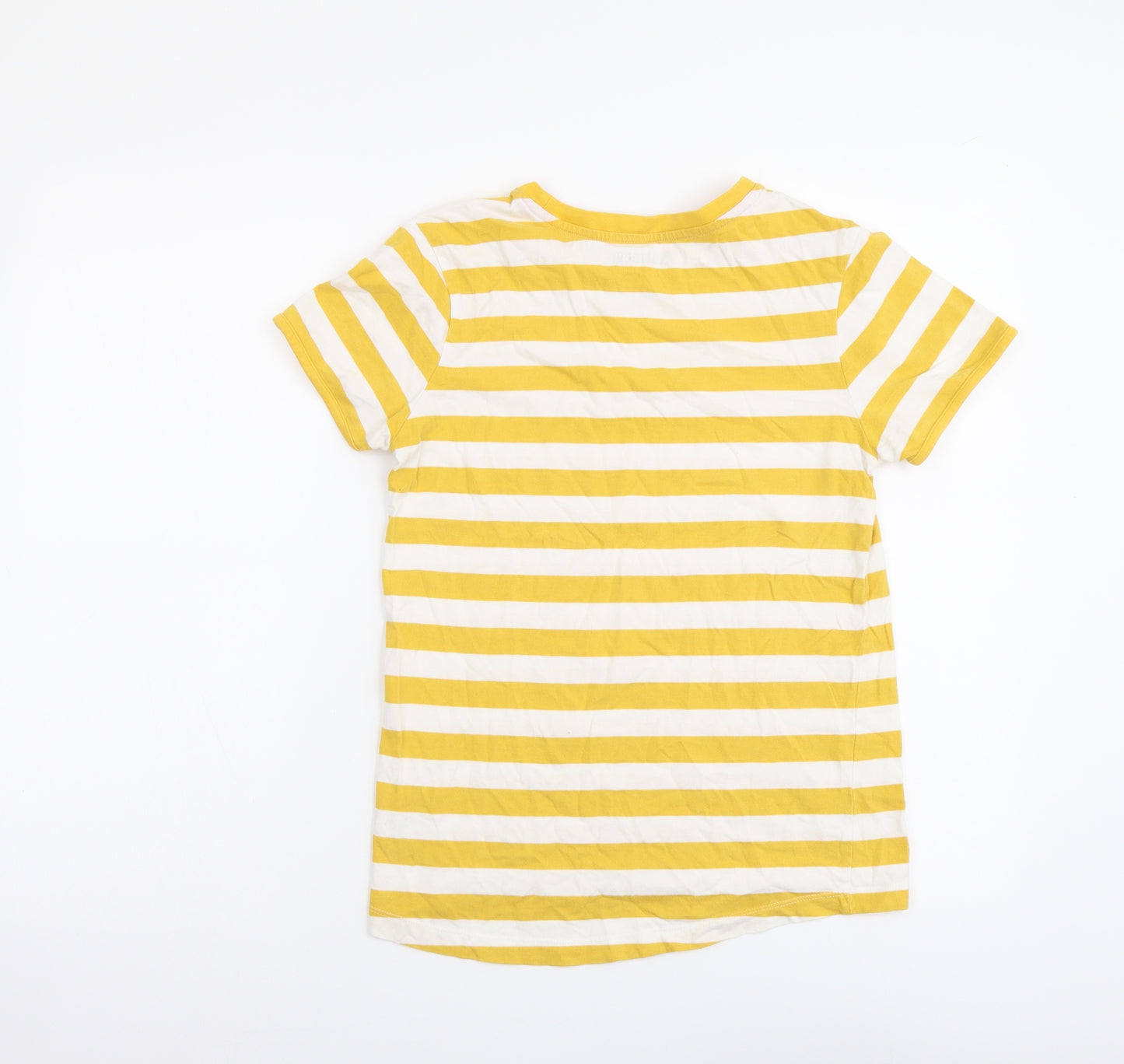 Nutmeg Boys Yellow Striped Cotton Basic T-Shirt Size 11-12 Years Round Neck Pullover