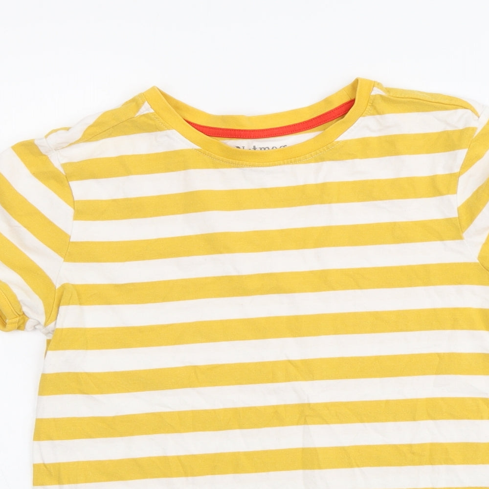 Nutmeg Boys Yellow Striped Cotton Basic T-Shirt Size 11-12 Years Round Neck Pullover
