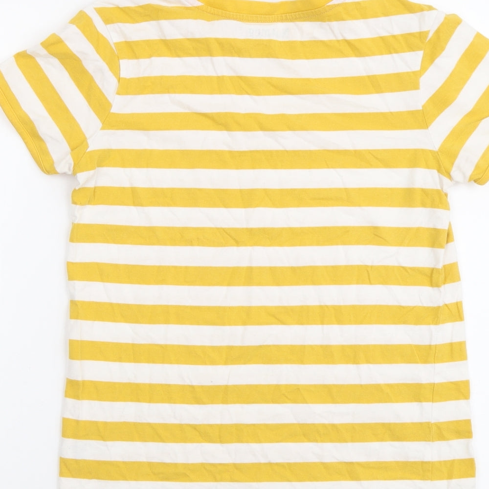 Nutmeg Boys Yellow Striped Cotton Basic T-Shirt Size 11-12 Years Round Neck Pullover