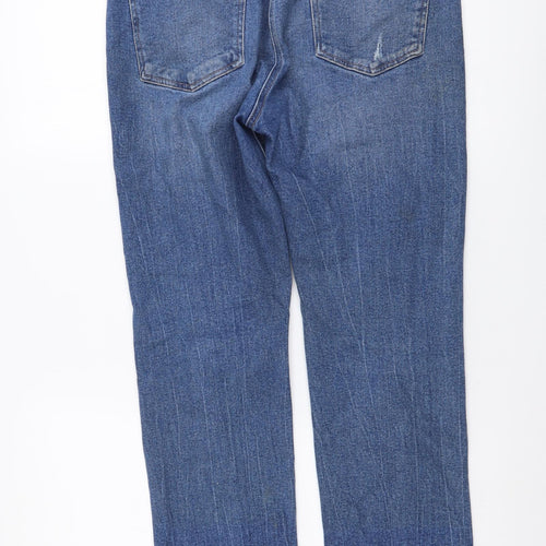 NEXT Womens Blue Cotton Straight Jeans Size 12 L25 in Regular Button