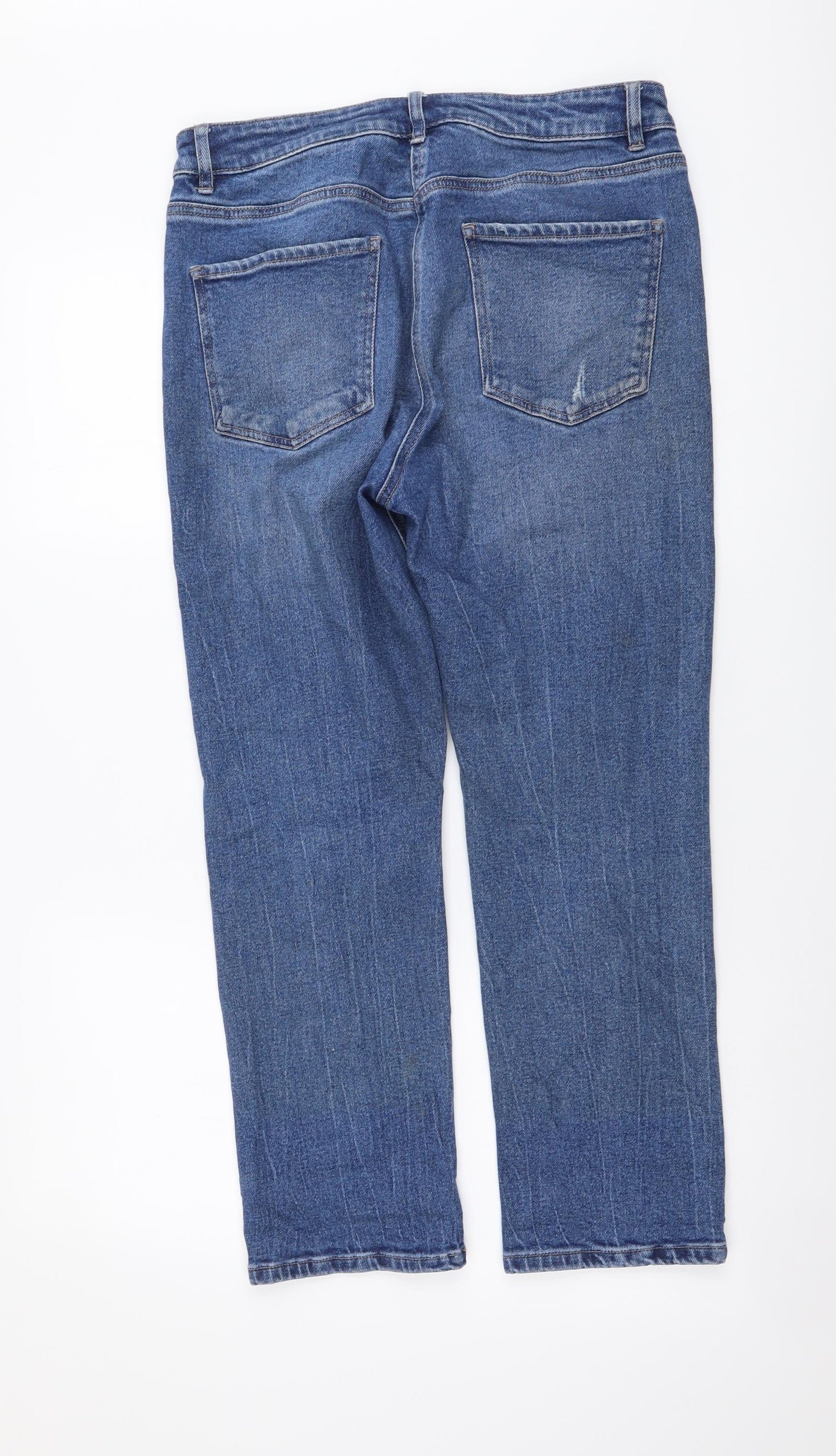 NEXT Womens Blue Cotton Straight Jeans Size 12 L25 in Regular Button