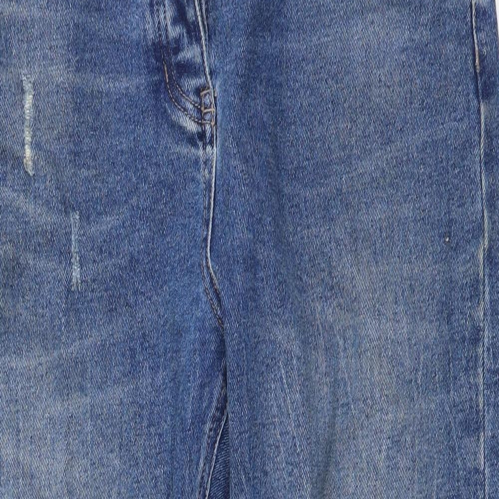 NEXT Womens Blue Cotton Straight Jeans Size 12 L25 in Regular Button