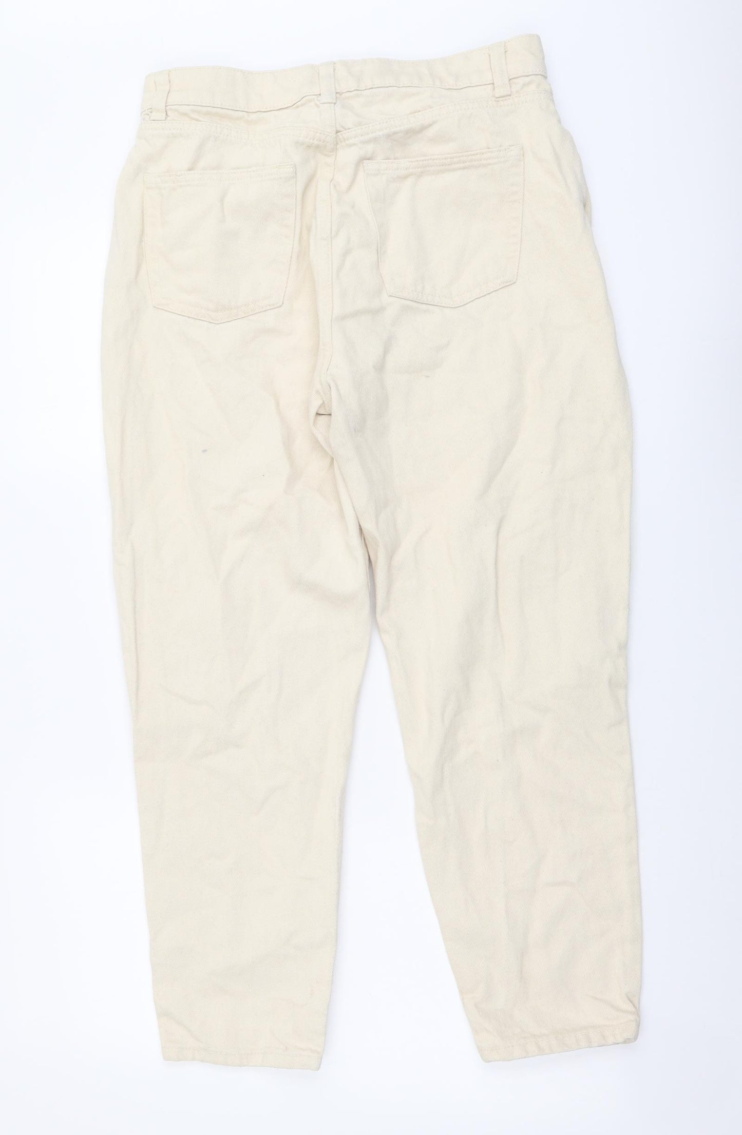 Denim & Co. Womens Beige Cotton Mom Jeans Size 12 L26 in Regular Button