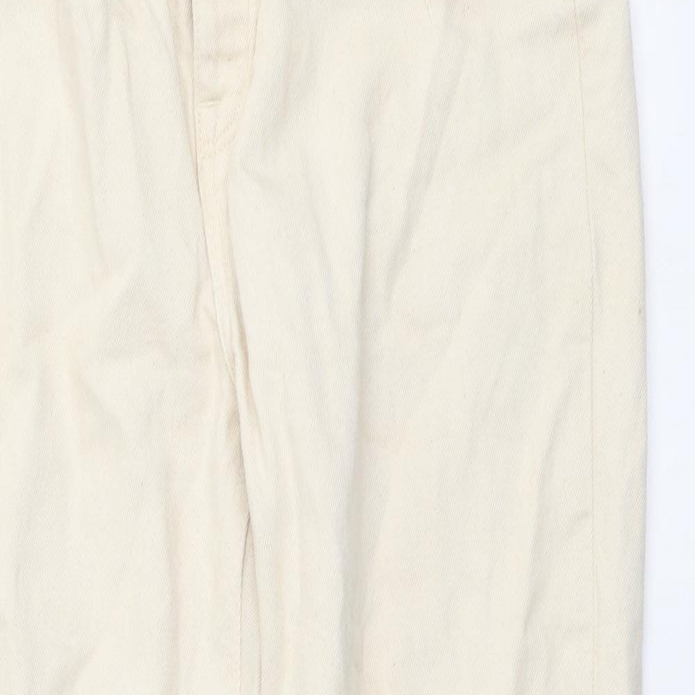 Denim & Co. Womens Beige Cotton Mom Jeans Size 12 L26 in Regular Button