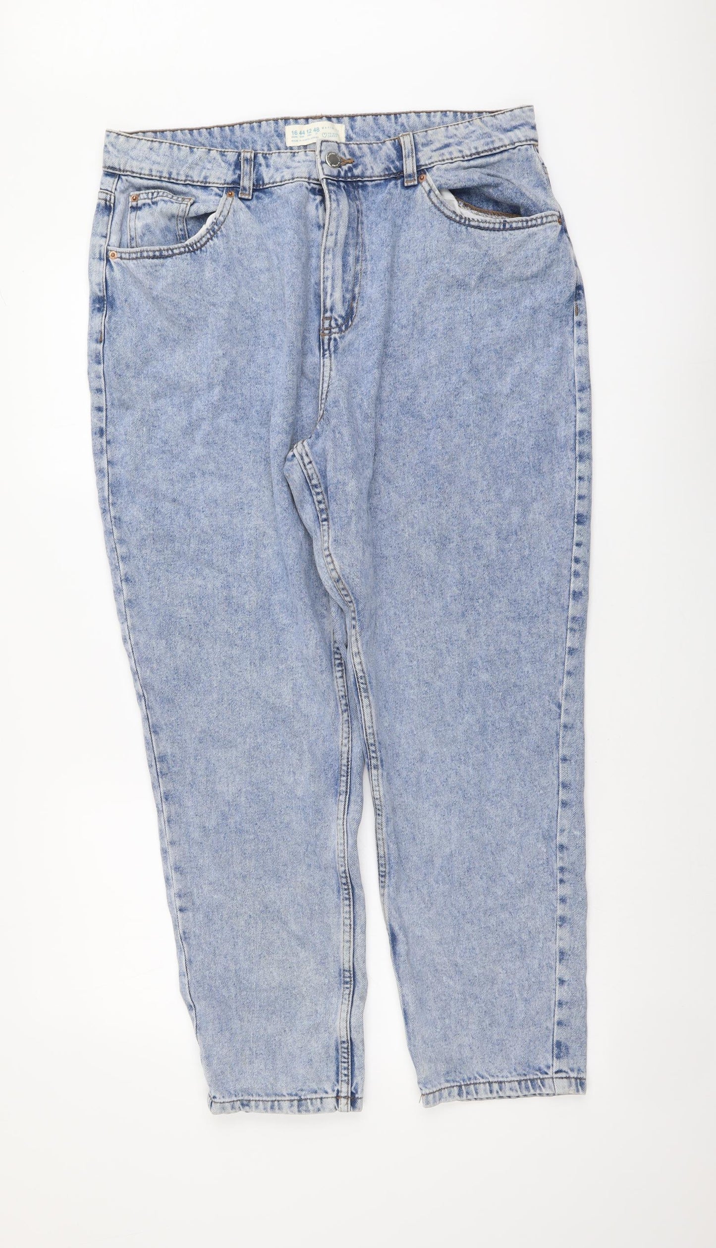 Denim & Co. Womens Blue Cotton Mom Jeans Size 16 L27 in Regular Button