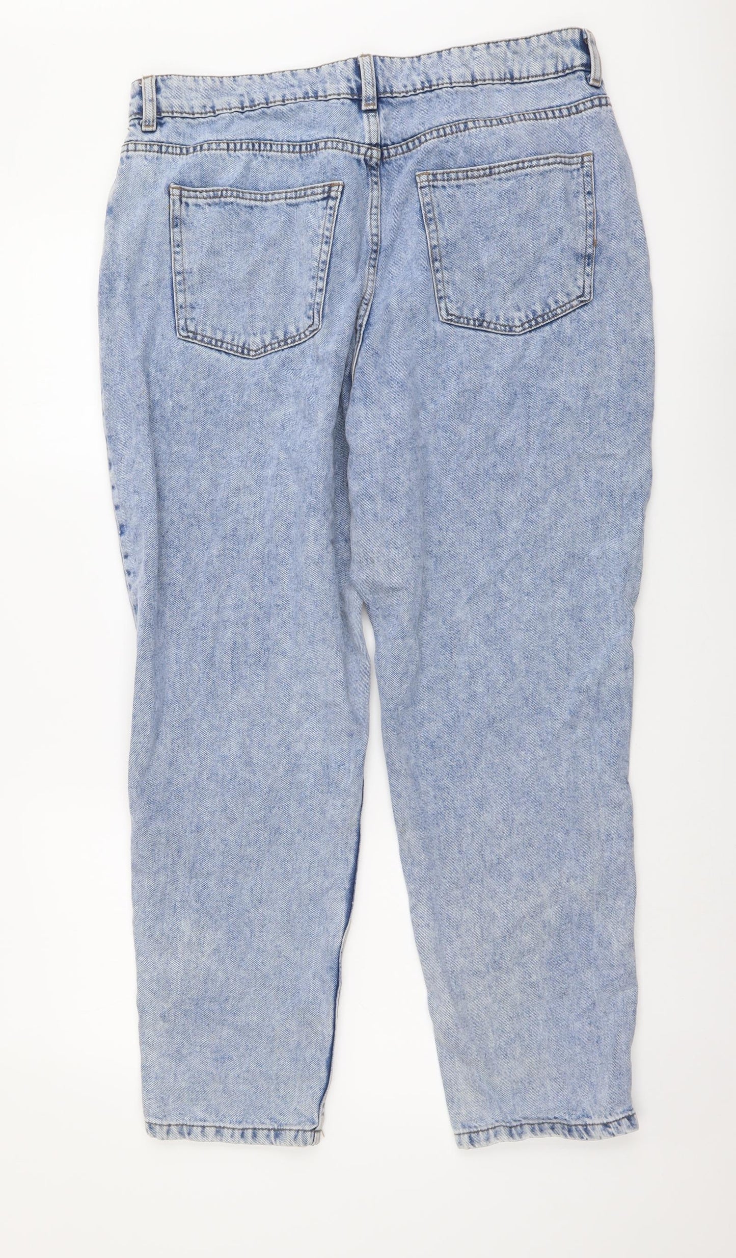 Denim & Co. Womens Blue Cotton Mom Jeans Size 16 L27 in Regular Button