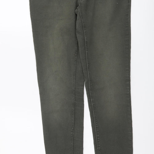 H&M Womens Green Cotton Skinny Jeans Size L L30 in Regular Button