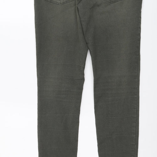 H&M Womens Green Cotton Skinny Jeans Size L L30 in Regular Button
