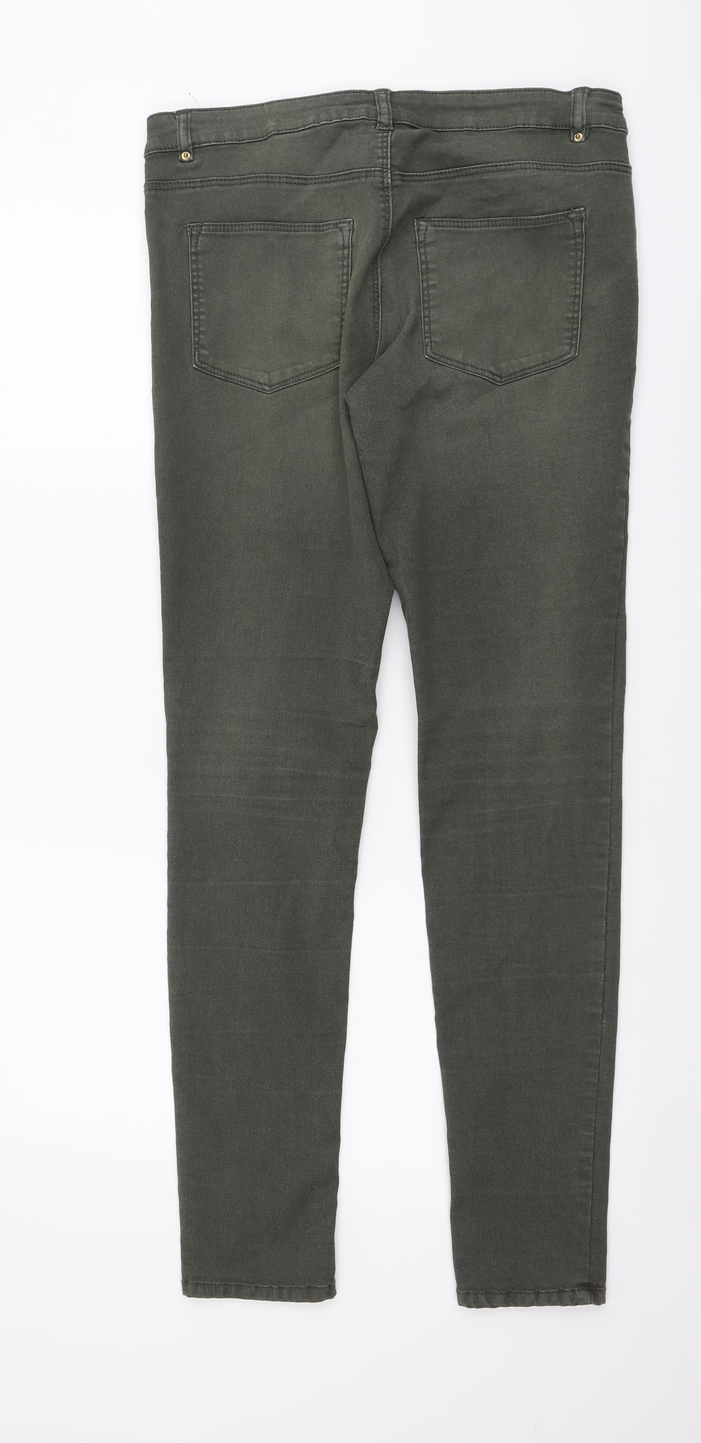 H&M Womens Green Cotton Skinny Jeans Size L L30 in Regular Button