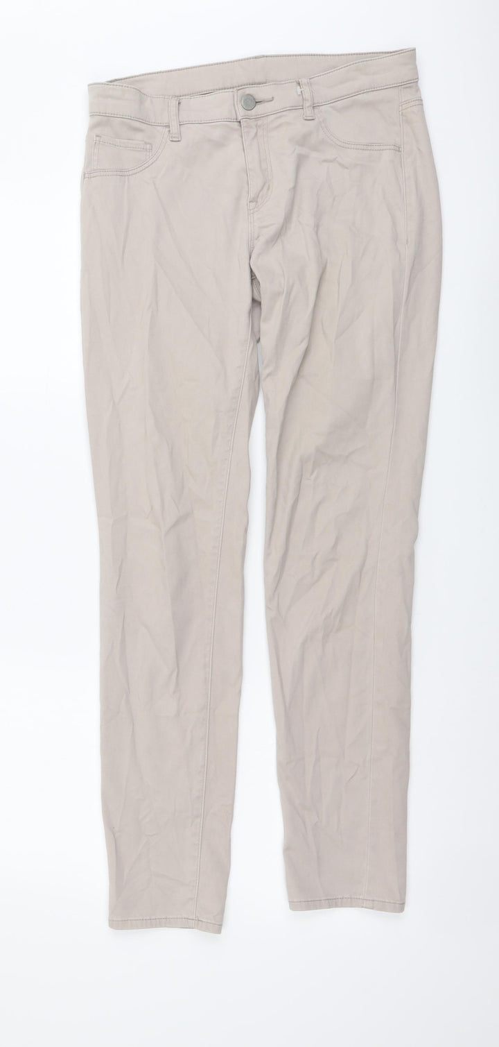 Preworn Womens Beige Cotton Skinny Jeans Size 28 in L29 in Regular Button