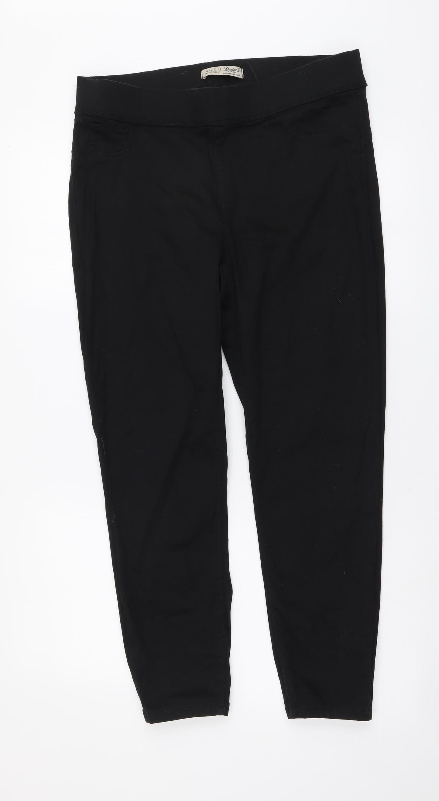Denim & Co. Womens Black Cotton Jegging Leggings Size 14 L26 in
