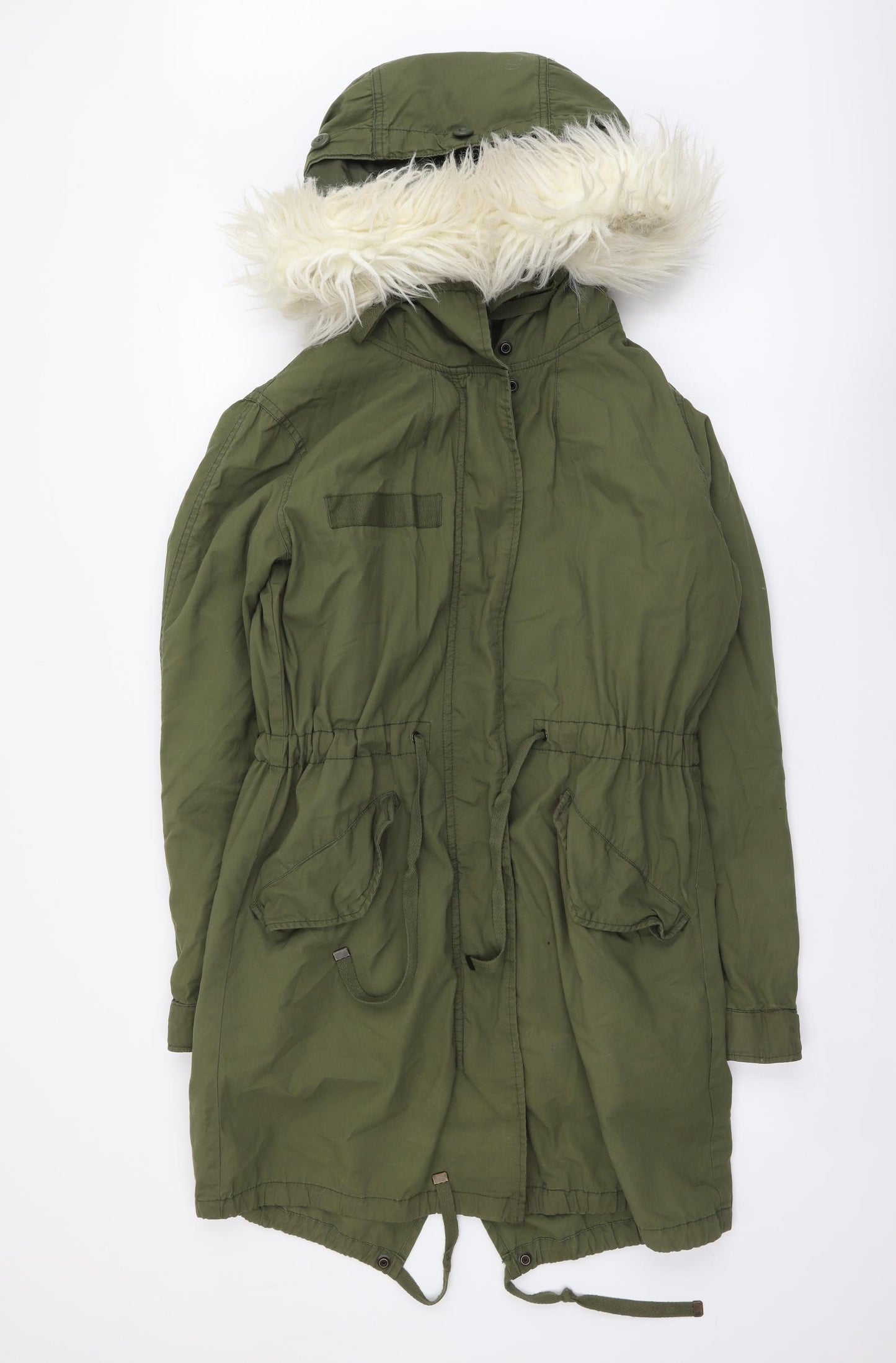 Topshop Womens Green Parka Coat Size 8 Zip