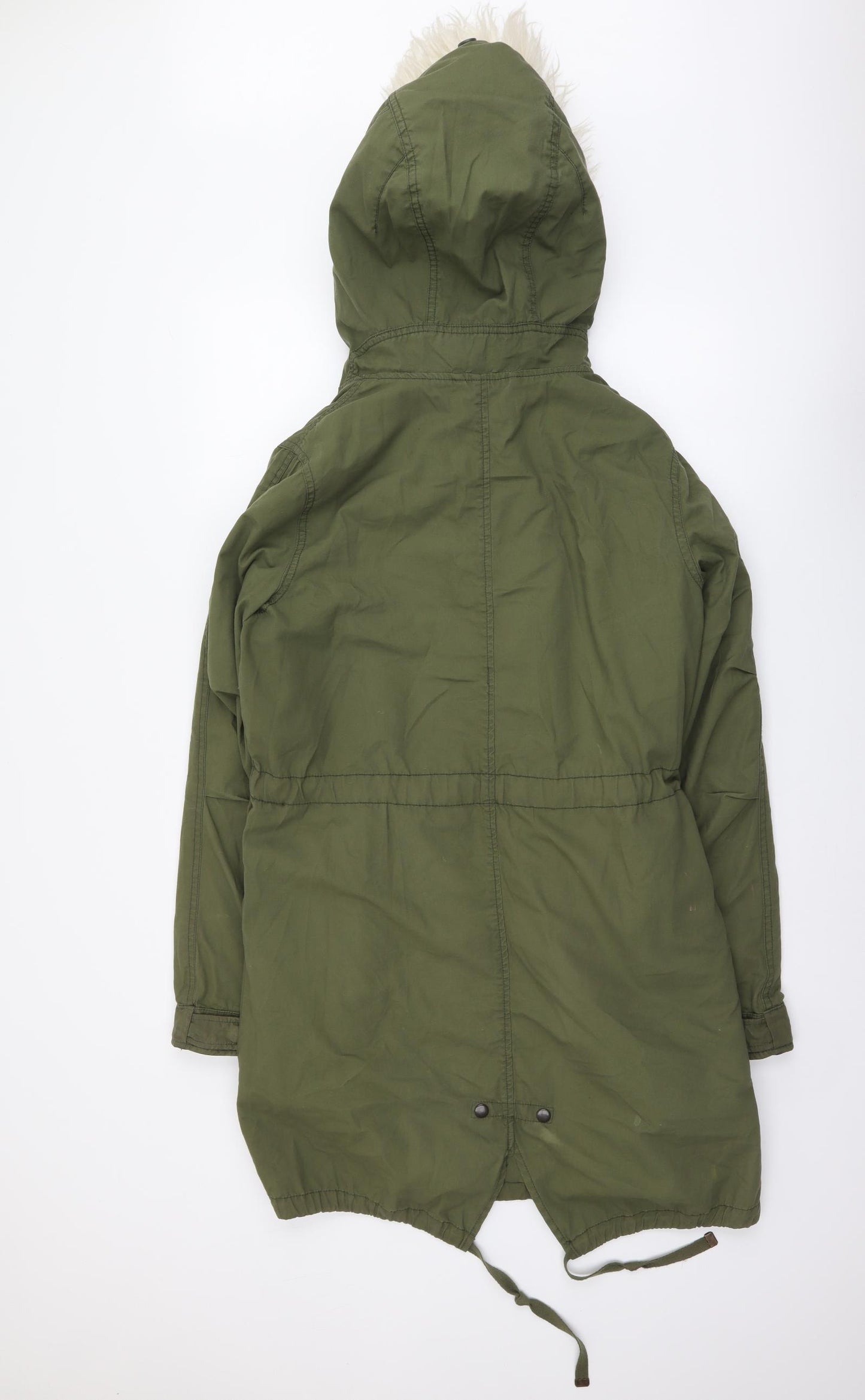 Topshop Womens Green Parka Coat Size 8 Zip