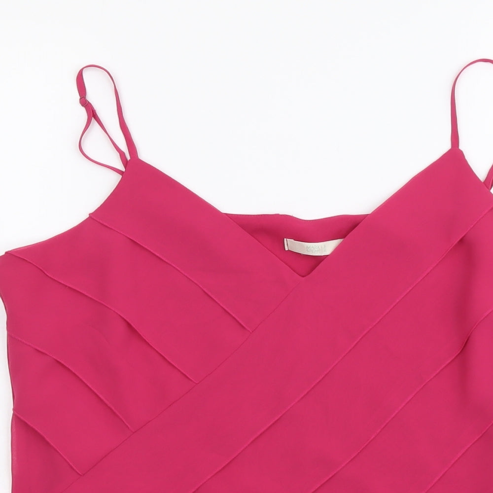 Marks and Spencer Womens Pink Polyester Camisole Tank Size 16 V-Neck