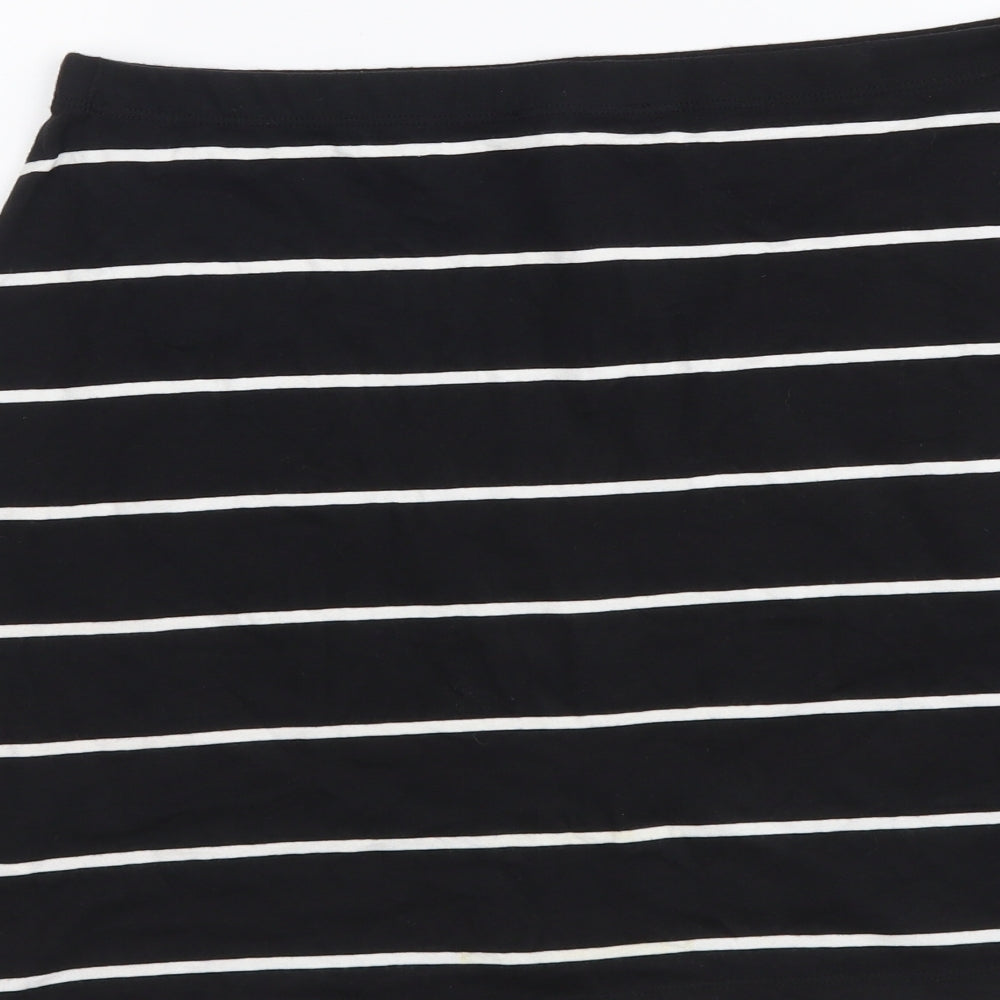 Primark Womens Black Striped Cotton Mini Skirt Size 14