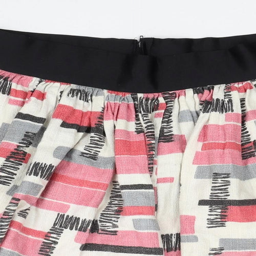 Preworn Womens Multicoloured Geometric Cotton Pleated Skirt Size 12 Zip