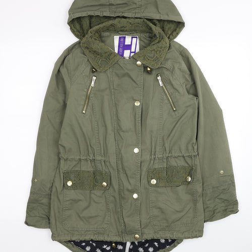 Debenhams Womens Green Anorak Coat Size 10 Zip - Lace Detail