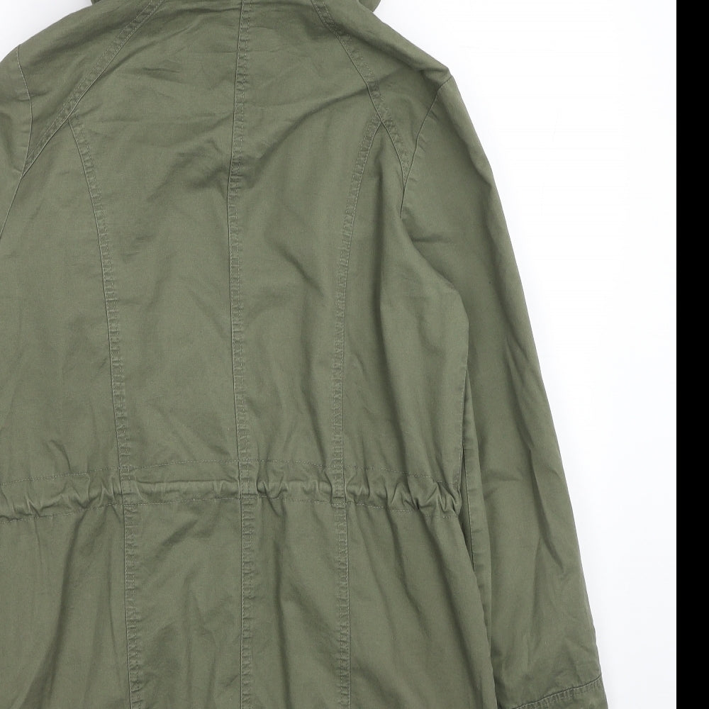 Debenhams Womens Green Anorak Coat Size 10 Zip - Lace Detail