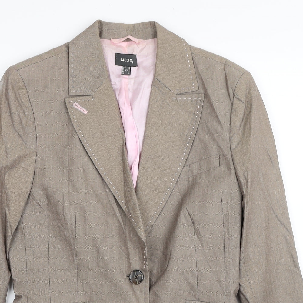 Mexx Womens Beige Cotton Jacket Suit Jacket Size 12 - Shoulder Pads