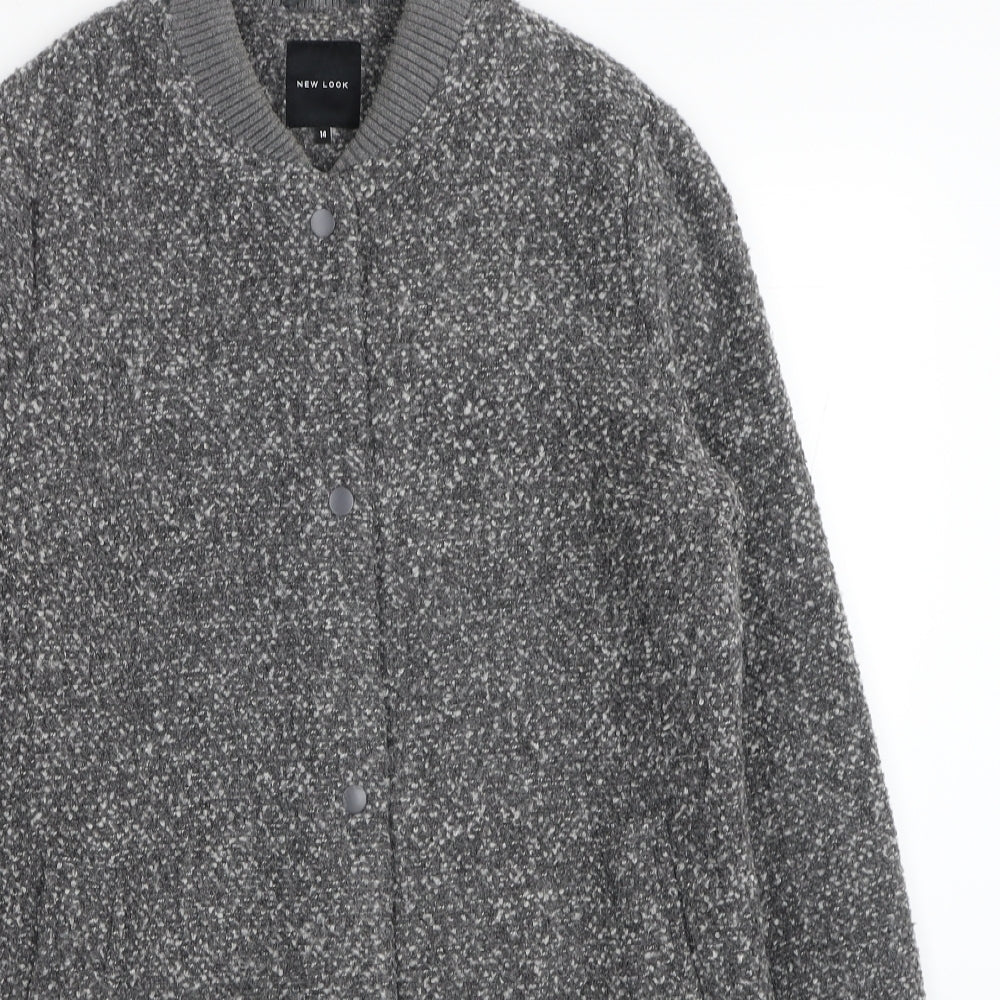New Look Womens Grey Pea Coat Coat Size 14 Button