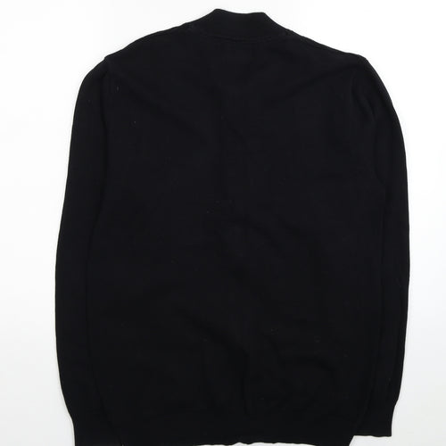Easy Mens Black V-Neck Cotton Full Zip Jumper Size M