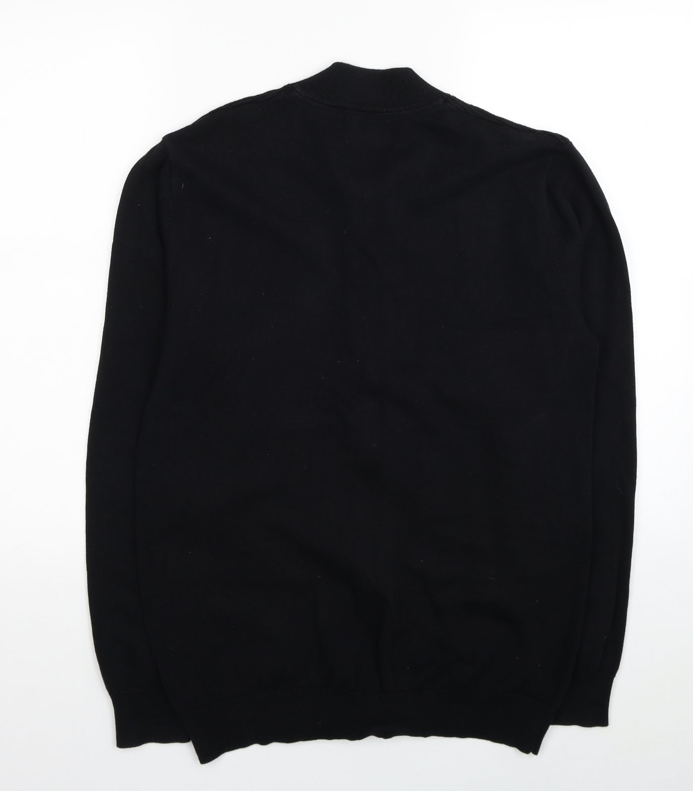 Easy Mens Black V-Neck Cotton Full Zip Jumper Size M