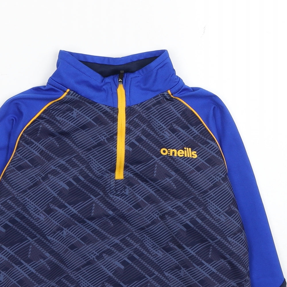 O'Neill Boys Multicoloured Geometric Polyester Pullover T-Shirt Size 5-6 Years High Neck Zip